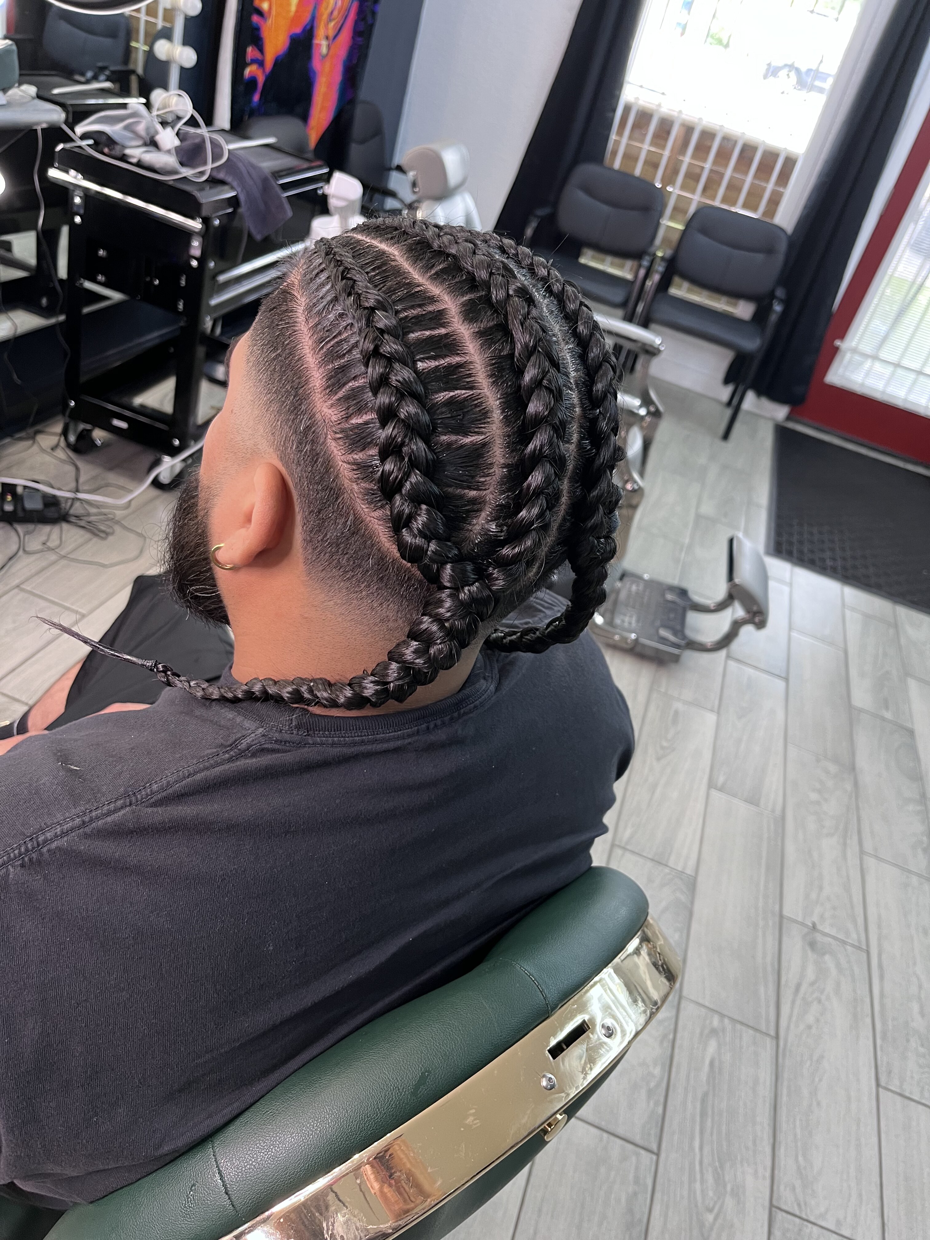 Detailed braid work fresh from the chair